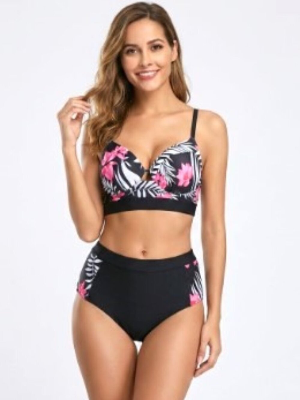 TROPICAL HIGH-WAIST 2-PIECE BIKINI SET